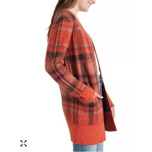 Lucky‎ Brand women's medium Oversized wool blend Plaid Knit Cardigan Sweater